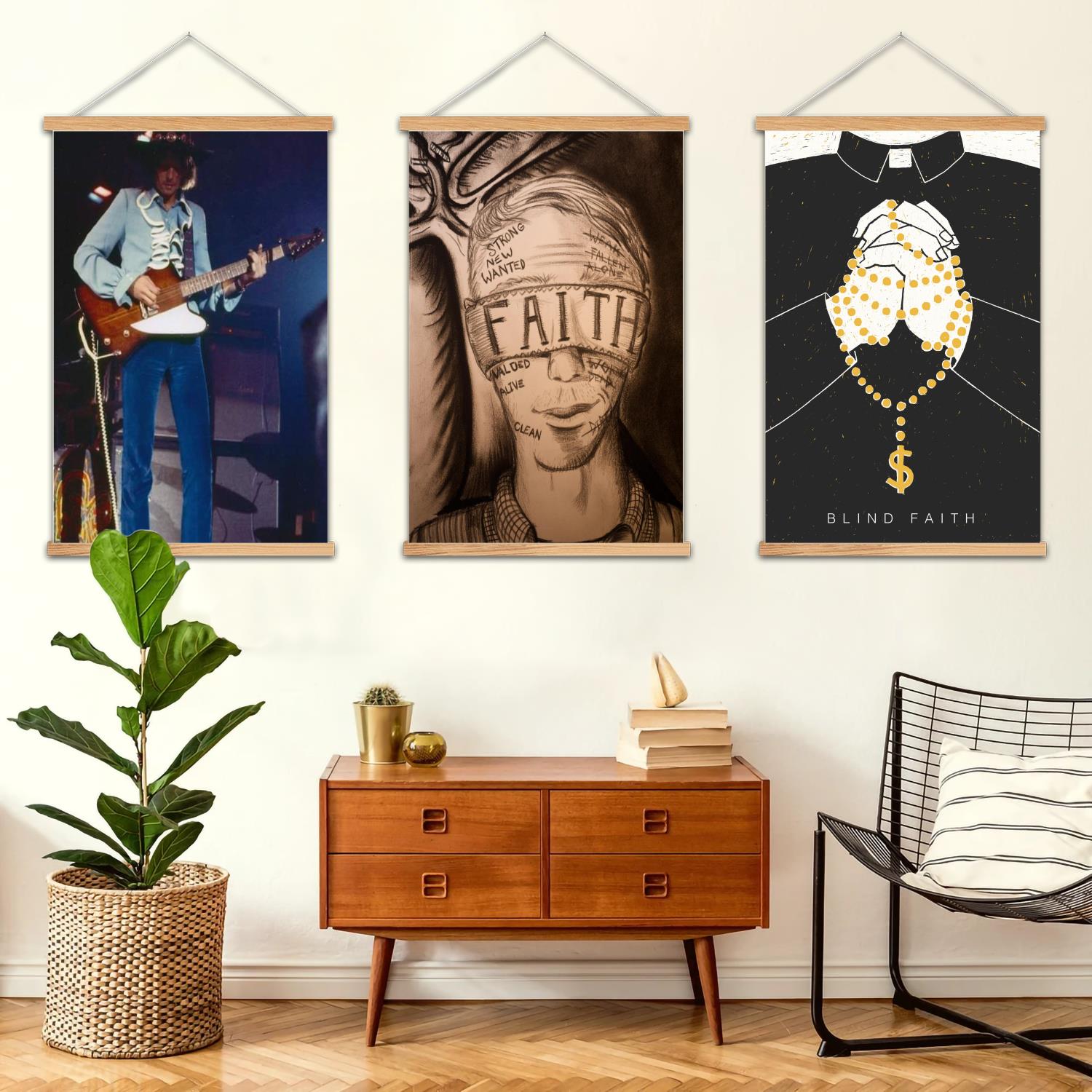 Art Print Framed - 블라인드 페이스 액자 벽화 캔버스 아트