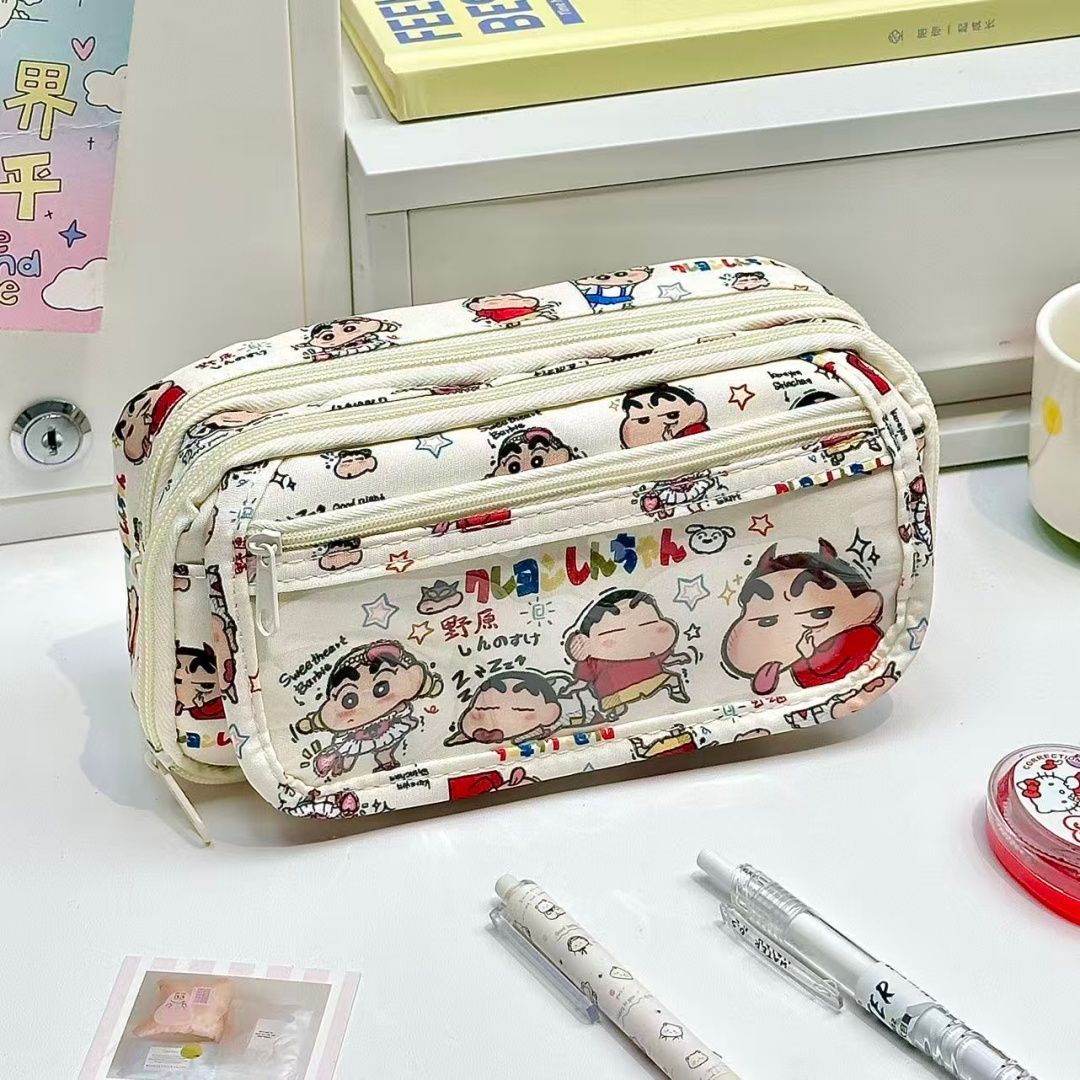 크레용신짱 만화 귀여운 학생 필통 카와이 문구 수납 다 - Anime Merchandise Box Set 리뷰 및 가격